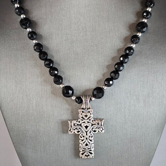 Womens Vintage Estate Sterling Silver Cross Pendant &...